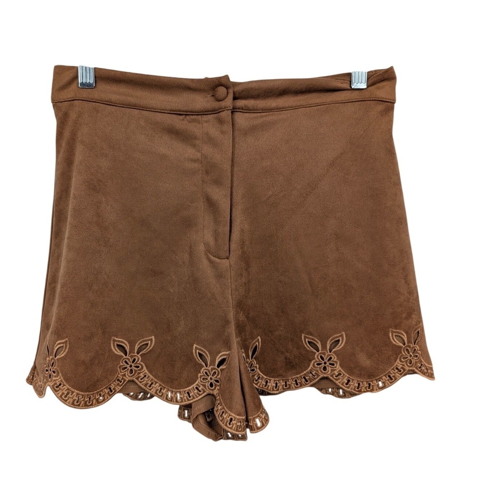 Klesis Level Up Suede Eyelet Shorts Carmel Brown NWT Women's sz L